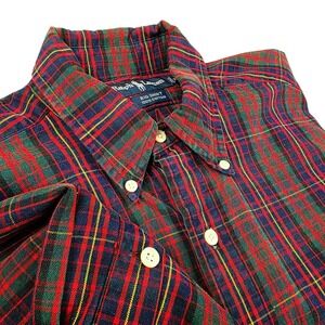 Ralph Lauren BIG SHIRT Mens Medium Red Tartan Plaid Pony Oversized Baggy‎ Oxford